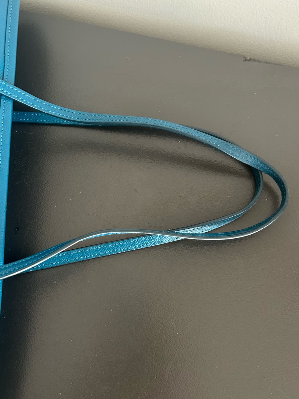 Coach Turquoise Teal Pebbled Leather Tote zip top structured shoulder bag - Picture 10 of 11